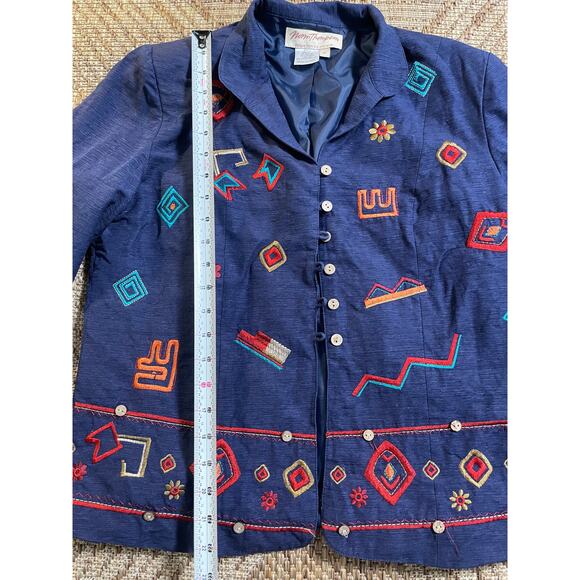 VTG. Norm Thompson Silk Blend Embroidered Jacket Size Med - Picture 7 of 7